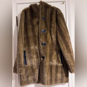 Dennis Basso Faux Fur Coat in Rich Brown